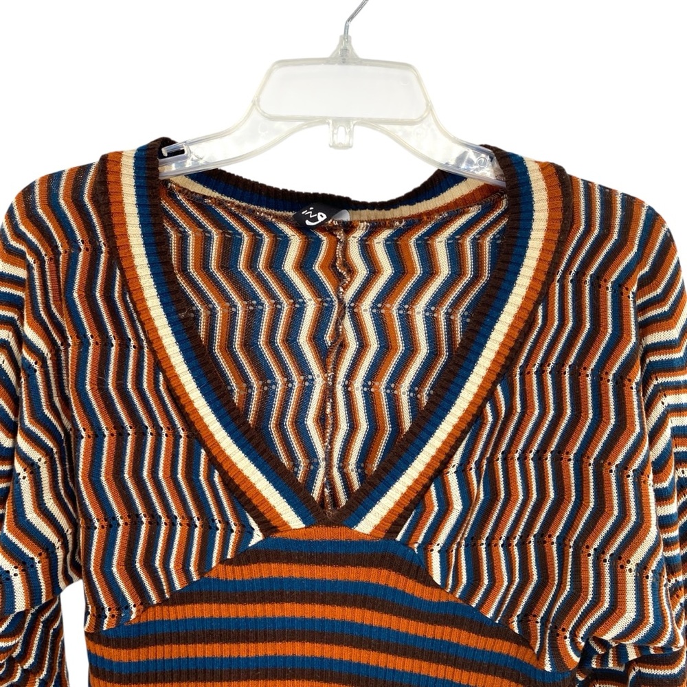 Ing Retro Chevron Babydoll Knit Sweater Top - Picture 2 of 4